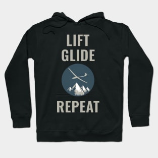 Lift Glide Repeat Glider Pilot T-shirt Hoodie